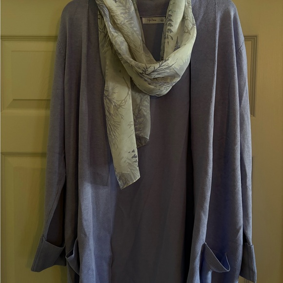 Lavender Cardigan with Patterned Scarf - Picture 2 of 6